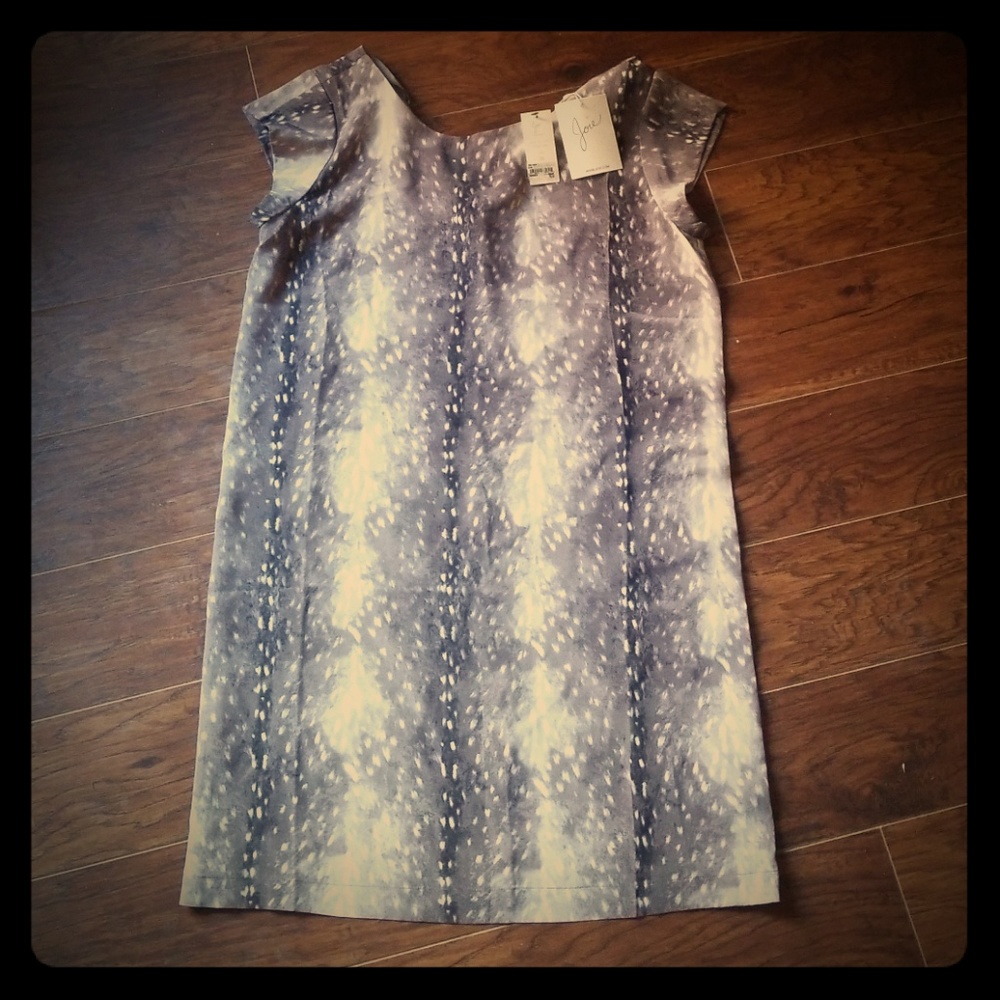 NWT Joie silk dress gray and cream print